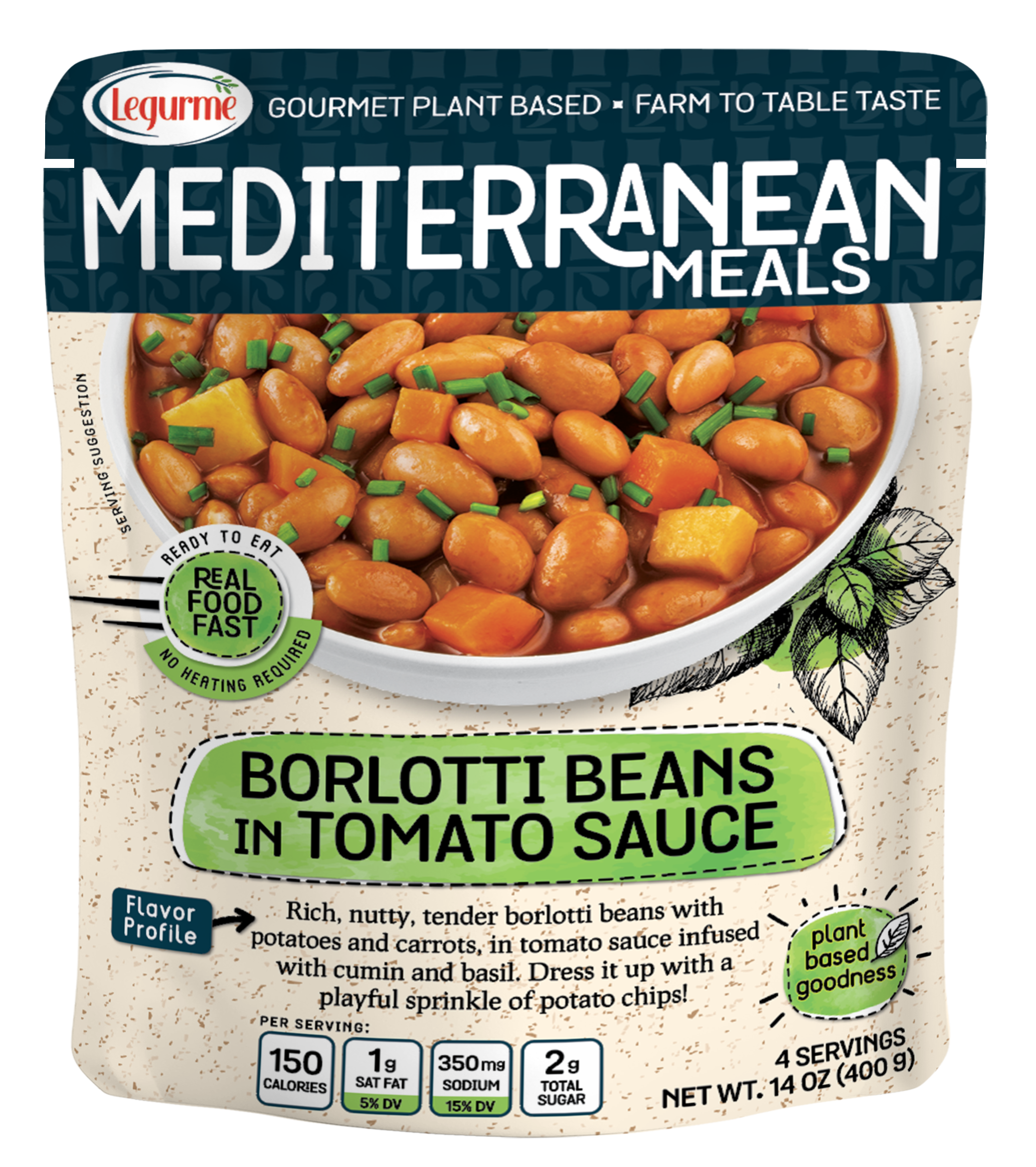 Mediterranean Meals Borlotti Beans In Tomato Sauce 400 g