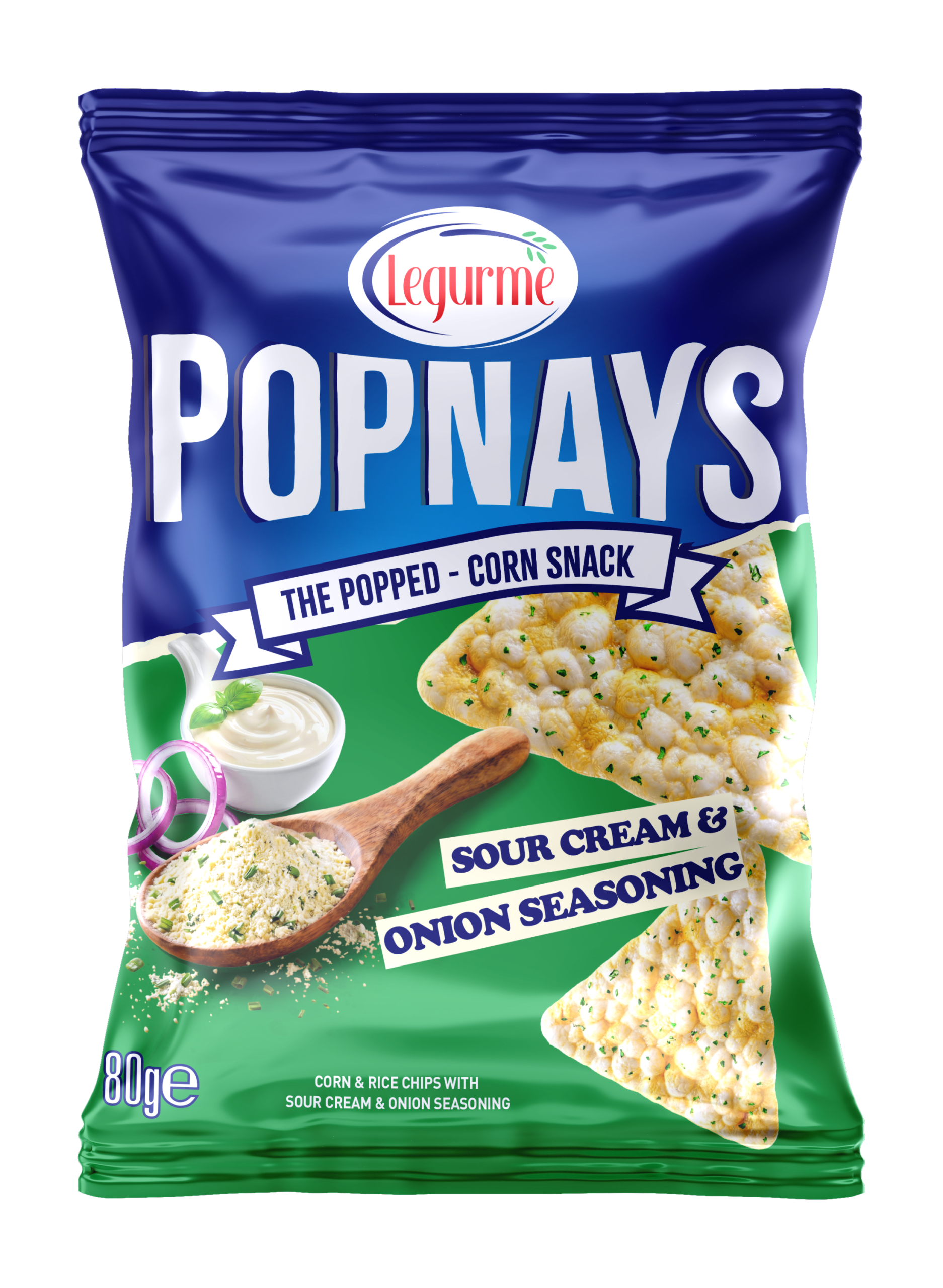 Corn & Rice Chips – Sour Cream & Onion Seasoning 80 g